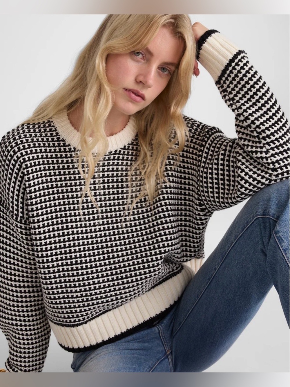 Madewell Textured-Stitch Crewneck Sweater